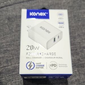 Konex 20W Wall Charger with USB-C and USB-A Ports